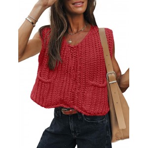 TopLightweight short red sweater