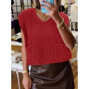 TopLightweight short red sweater