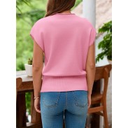 Women's Cap Sleeve Summer Pink Sweater