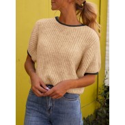 Women's Puff Sleeve Apricot Short Sleeve