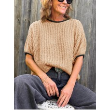 Women's Puff Sleeve Apricot Short Sleeve