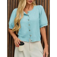 Women's Puff Sleeve Short Sleeve Cardigan