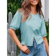 Women's Puff Sleeve Short Sleeve Cardigan