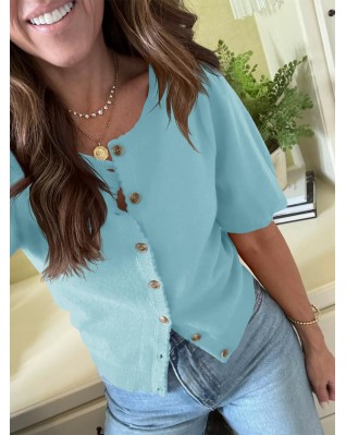 Women's Puff Sleeve Short Sleeve Cardigan