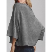 Women's Short Sleeve Dark Gray Sweater