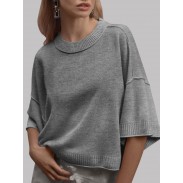 Women's Short Sleeve Dark Gray Sweater