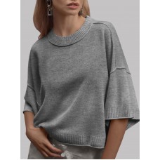 Women's Short Sleeve Dark Gray Sweater