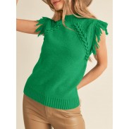Women's Sleeveless Sweater Green Vest