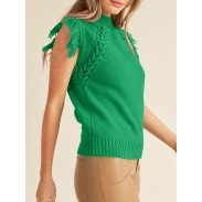 Women's Sleeveless Sweater Green Vest