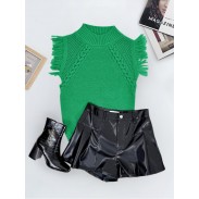 Women's Sleeveless Sweater Green Vest