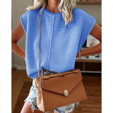 Women's Summer Cap Sleeve Blue Top
