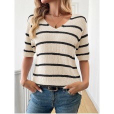 Women's Summer Short Sleeve Beige Sweater