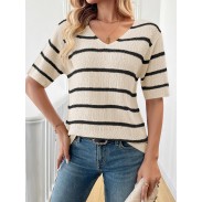 Women's Summer Short Sleeve Beige Sweater