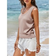 Women's Summer Sweater Khaki Vest