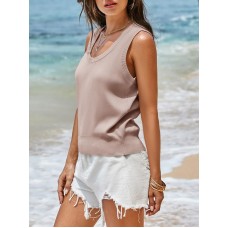 Women's Summer Sweater Khaki Vest