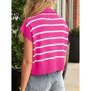 Women's Sweater Summer Bright Pink Short Sleeve