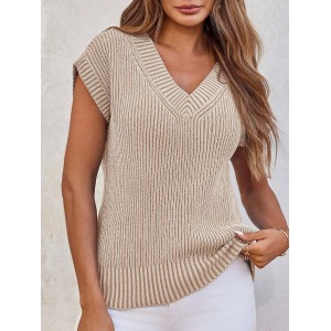Women's V-neck short-sleeved sweater
