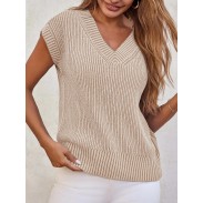 Women's V-neck short-sleeved sweater
