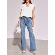 Women's V-neck sweater white vest