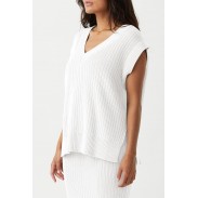 Women's V-neck sweater white vest