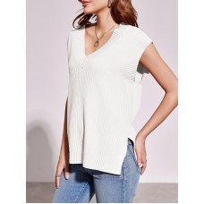 Women's V-neck sweater white vest