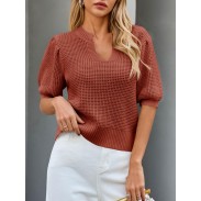 Women's puff sleeve short sleeve sweater