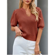 Women's puff sleeve short sleeve sweater