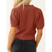 Women's puff sleeve short sleeve sweater