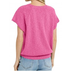 Women's short sleeve crew neck sweater