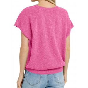 Women's short sleeve crew neck sweater