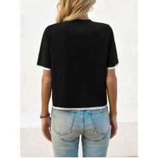 Women's short-sleeved black sweater