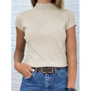 Women's short-sleeved khaki sweater