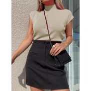 Women's short-sleeved khaki sweater