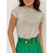 Women's short-sleeved khaki sweater
