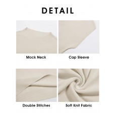 Women's short-sleeved khaki sweater