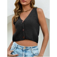 Women's short sweater black vest