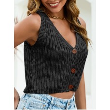 Women's short sweater black vest