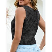 Women's short sweater black vest