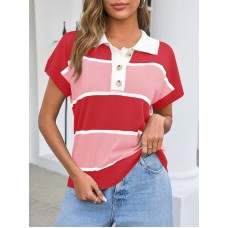 Women's striped short-sleeved sweater