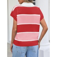 Women's striped short-sleeved sweater